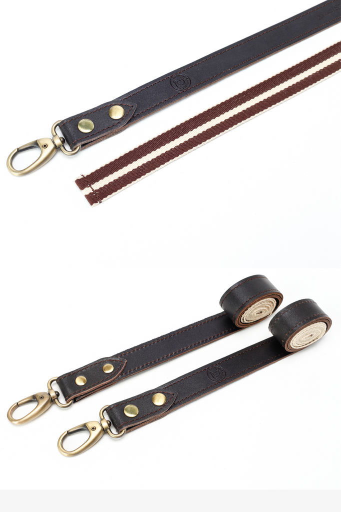 BONDI Black White Stripes/Chocolate brown Leather dual tone - Ace Chef Apparels