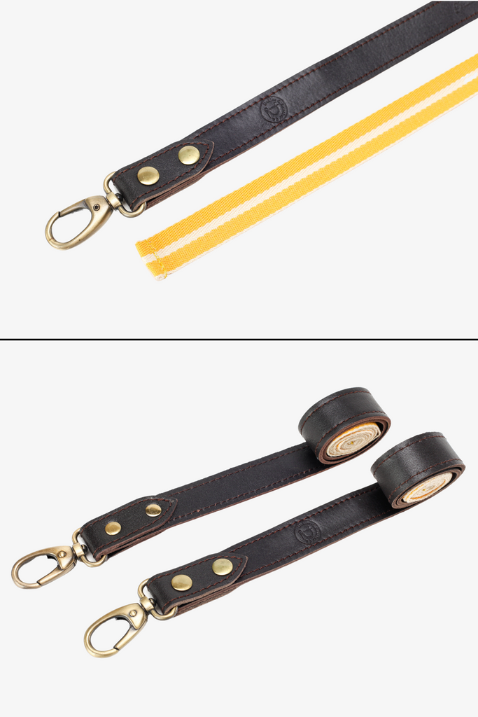 Interchangeable Chocolate Brown Leather with Yellow & White Strap - Ace Chef Apparels