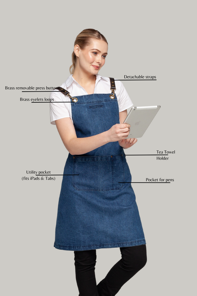 BONDI Denim blue / Chocolate Brown leather dual tone - Ace Chef Apparels