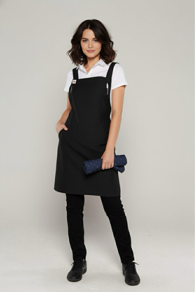 Orthodox Cross Over Apron Black - Ace Chef Apparels