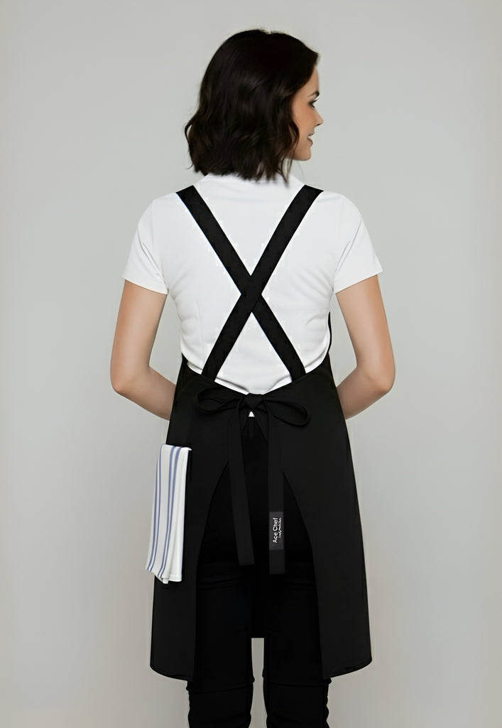 Orthodox Cross Over Apron Black - Ace Chef Apparels
