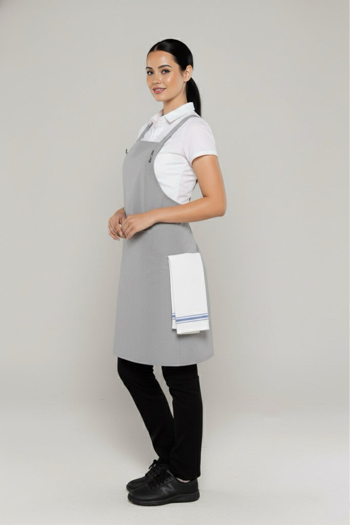Orthodox Cross Over Apron Light Grey - Ace Chef Apparels