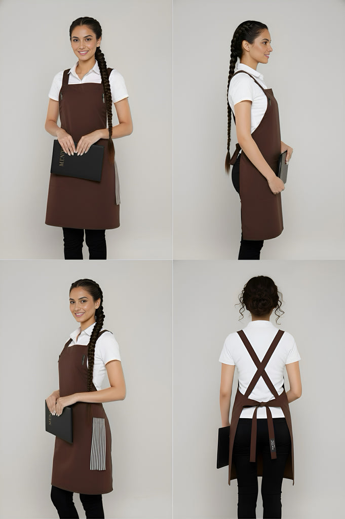 Orthodox Cross Over Apron Chocolate Brown - Ace Chef Apparels