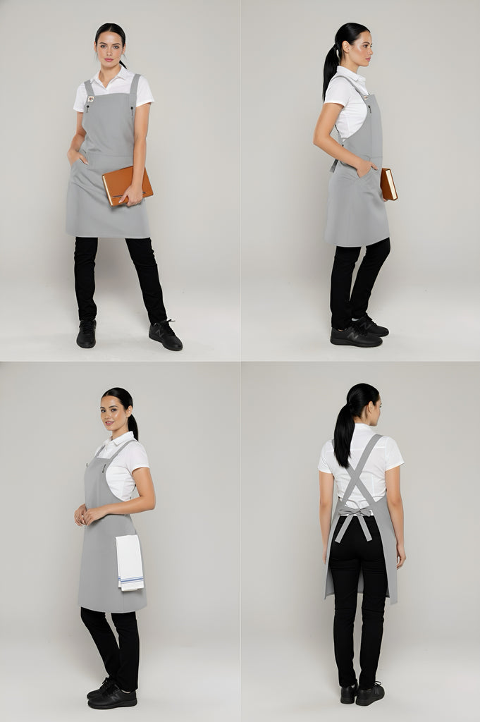 Orthodox Cross Over Apron Light Grey - Ace Chef Apparels