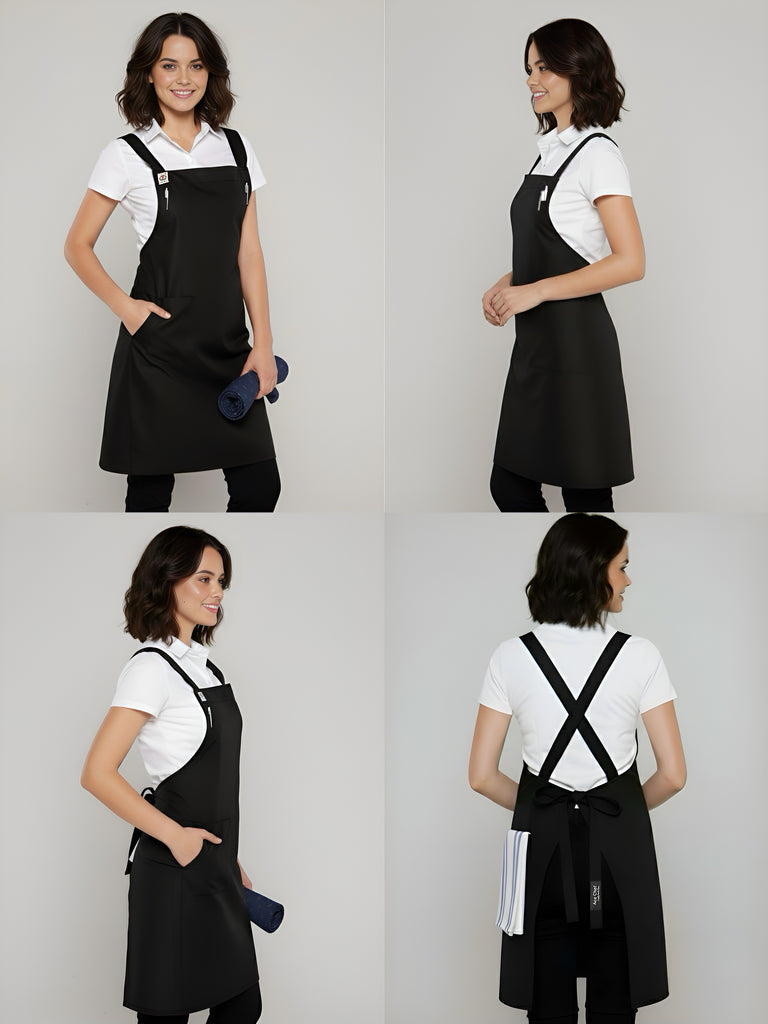 Orthodox Cross Over Apron Black - Ace Chef Apparels