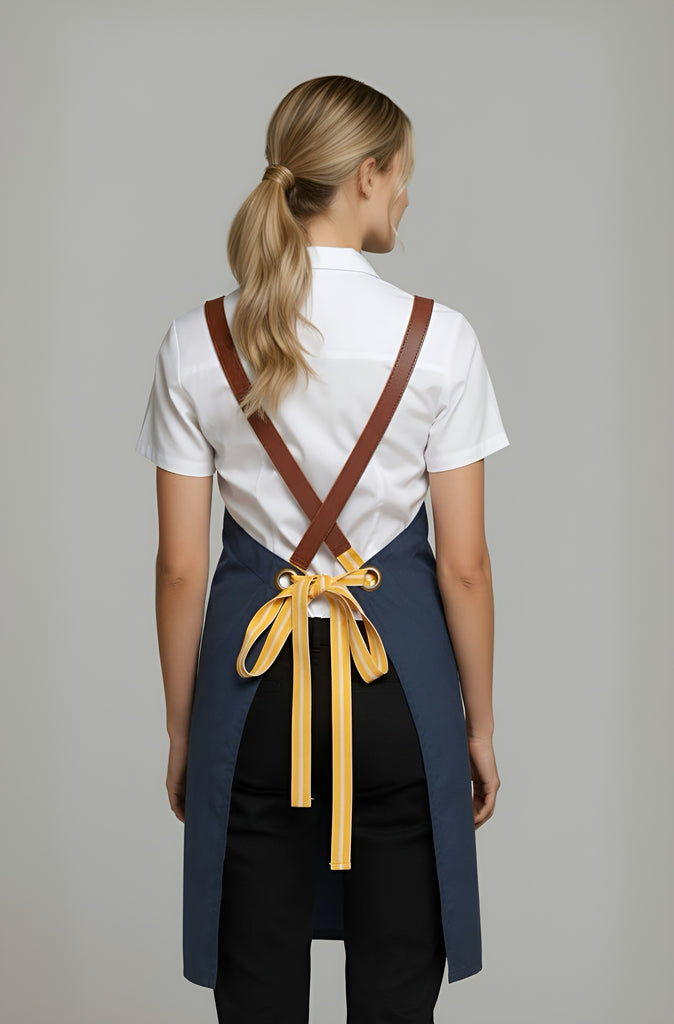 Bondi Bluish grey / Chocolate Brown leather with yellow dual tone - Ace Chef Apparels