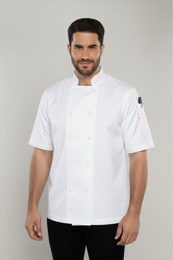 Generic White Short Sleeve Chef Jacket