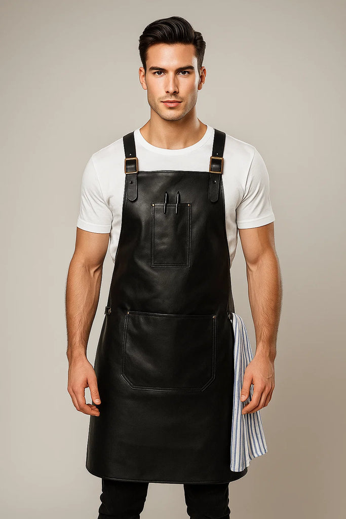 Leather Apron Black - Ace Chef Apparels