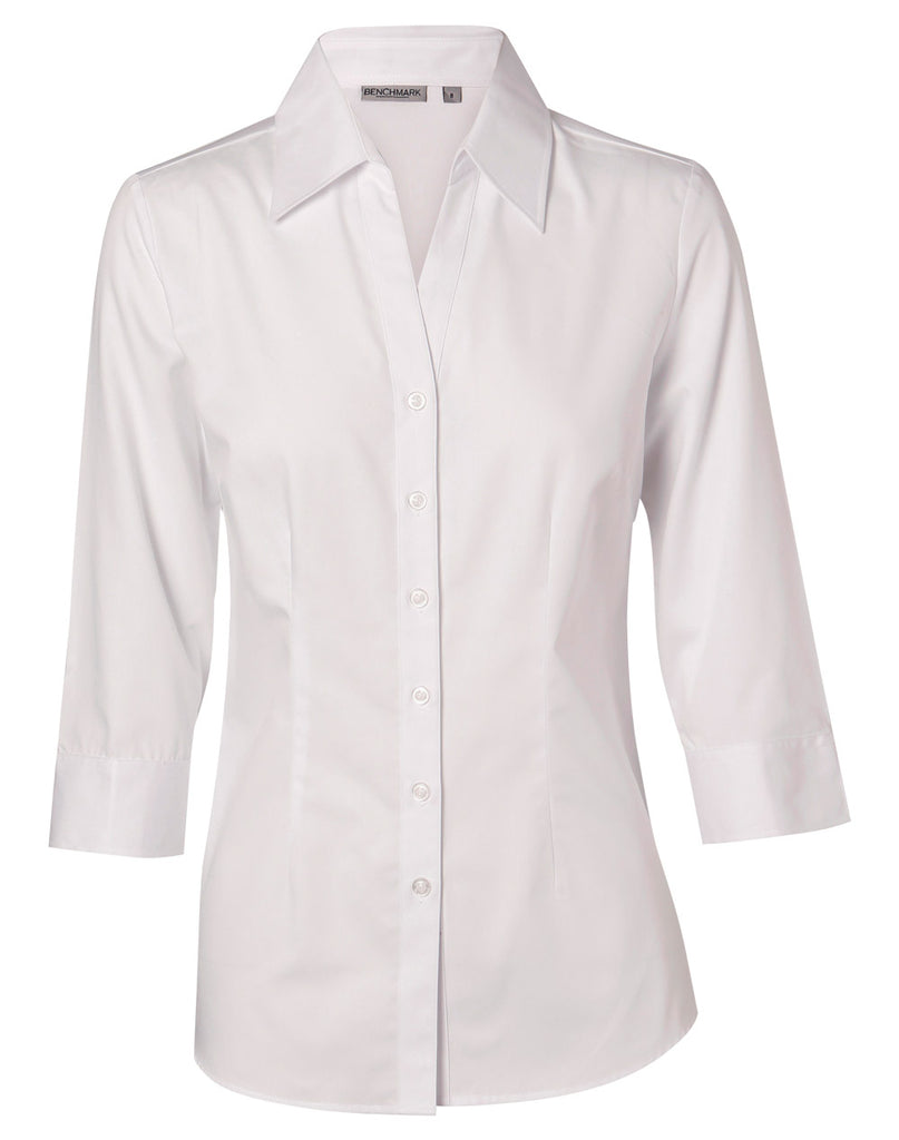 M8020Q Women's Cotton/Poly Stretch 3/4 Sleeve Shirt - Ace Chef Apparels