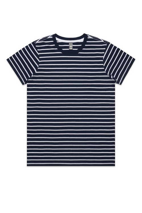 Women Maple Stripe Tee- Navy/White