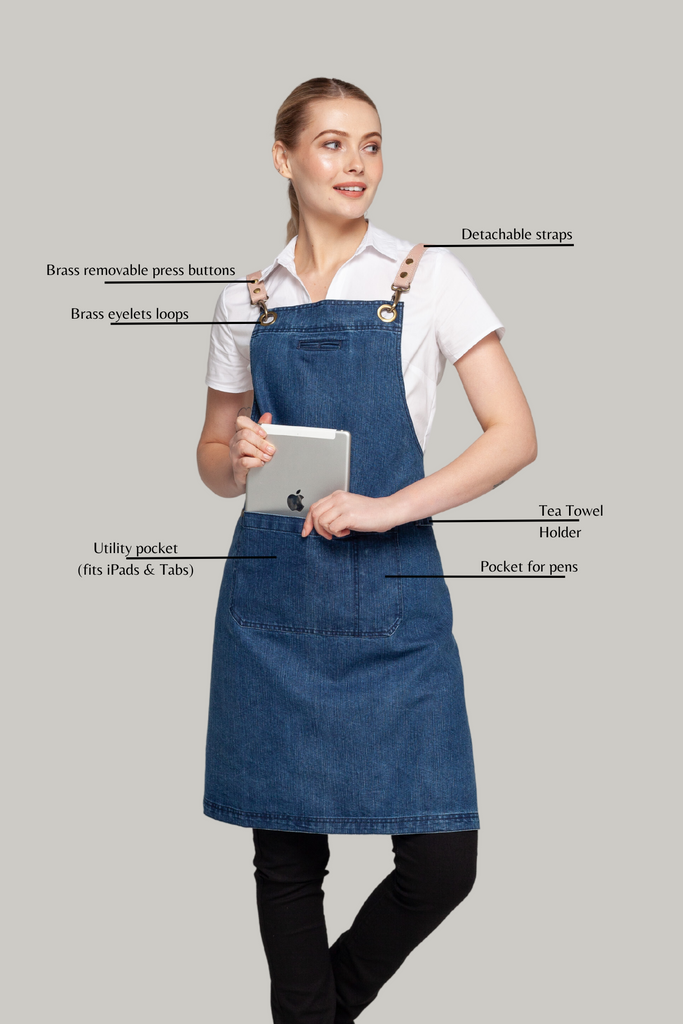 BONDI Denim blue / Pink leather with beige dual tone - Ace Chef Apparels