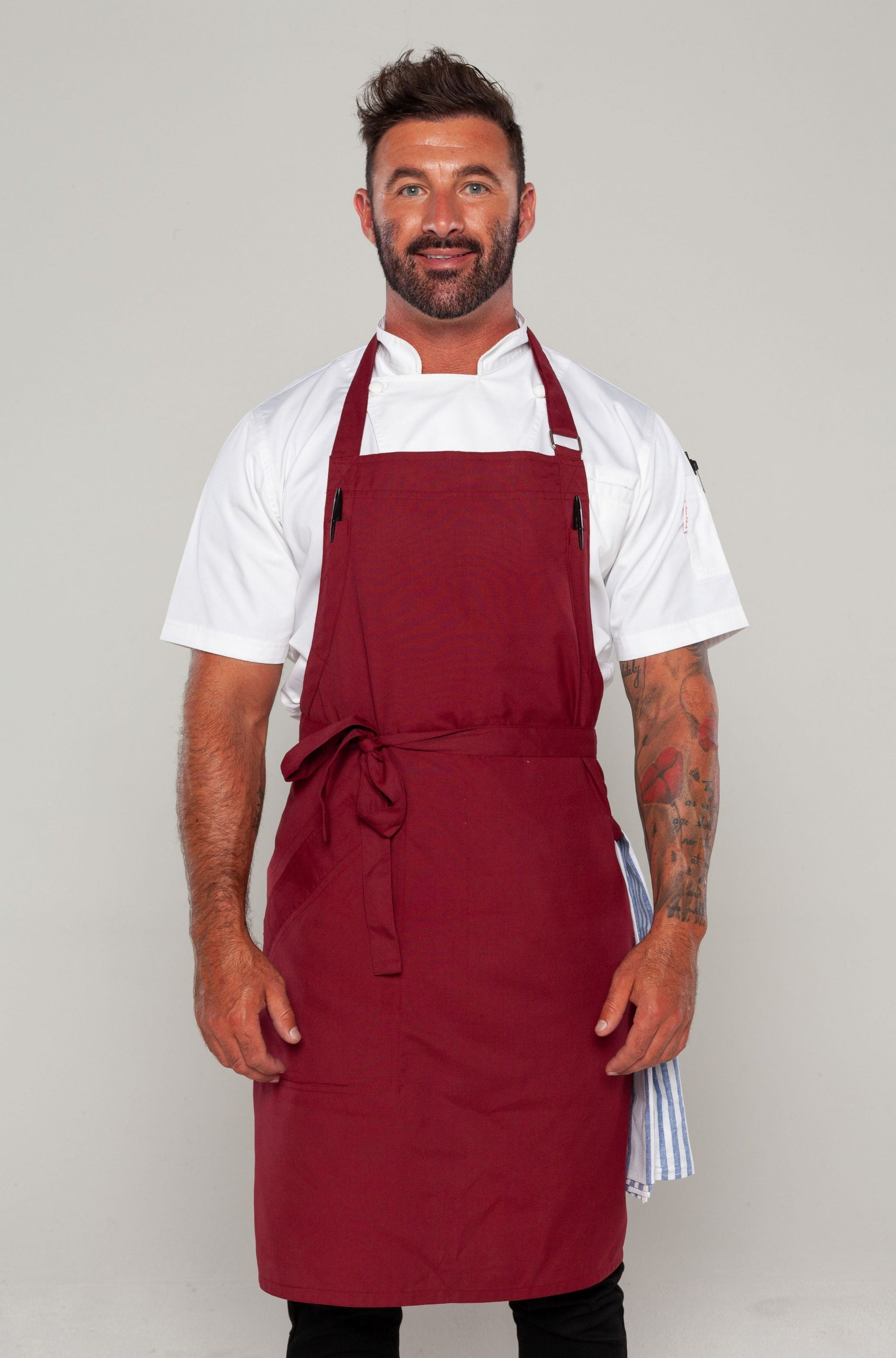 【最終値下げ】REDDISH BROWNのBIB APRON Maroon colour Bib Chef Aprons Niche | Chef uniform | Ace