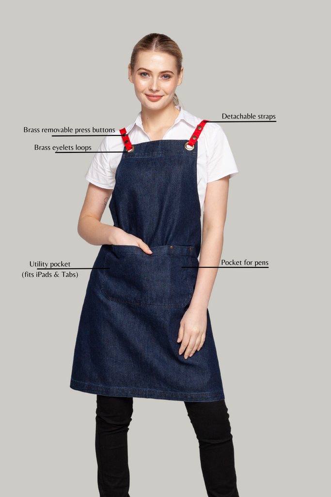 BONDI Denim indigo / Red straps - Ace Chef Apparels