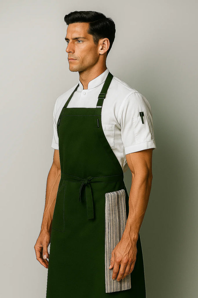 Ross Dark Green bib Chef Apron Large Size - Ace Chef Apparels