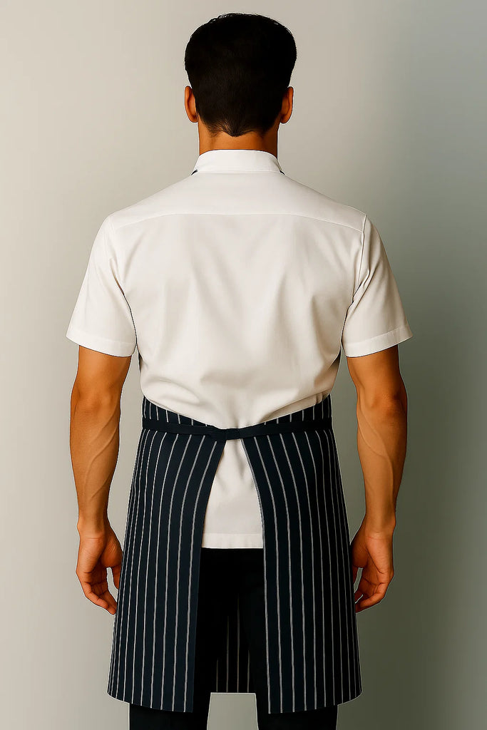 Ross striped blue/white bib Chef Apron Large size - Ace Chef Apparels