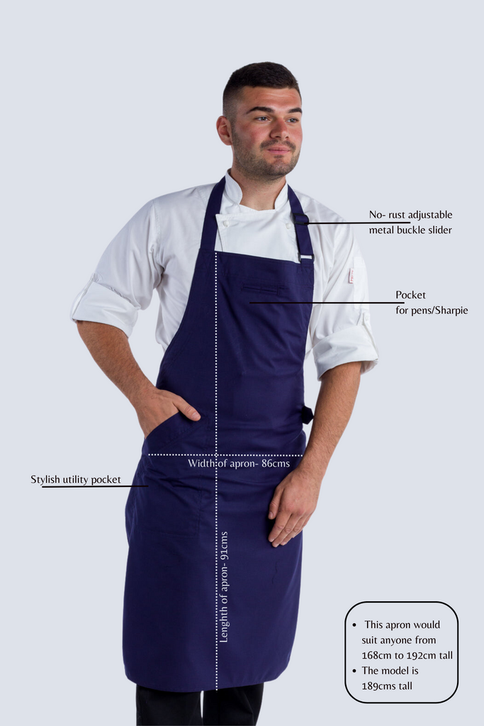 Press Strapless Navy Chef Apron - Ace Chef Apparels