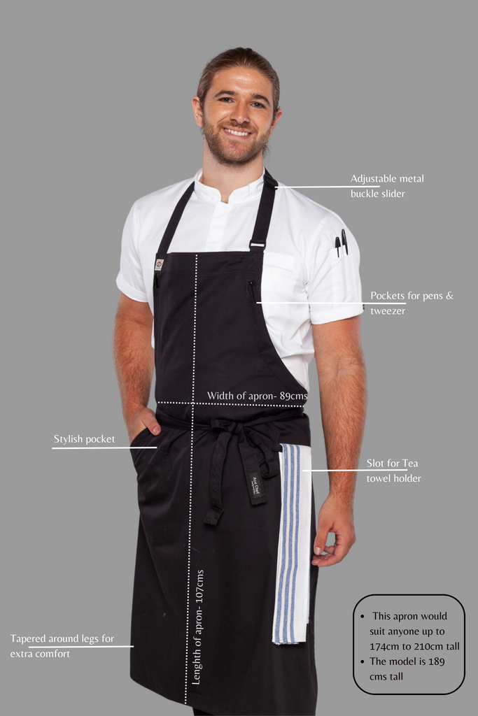 Ross Black bib Chef apron Large size - Ace Chef Apparels
