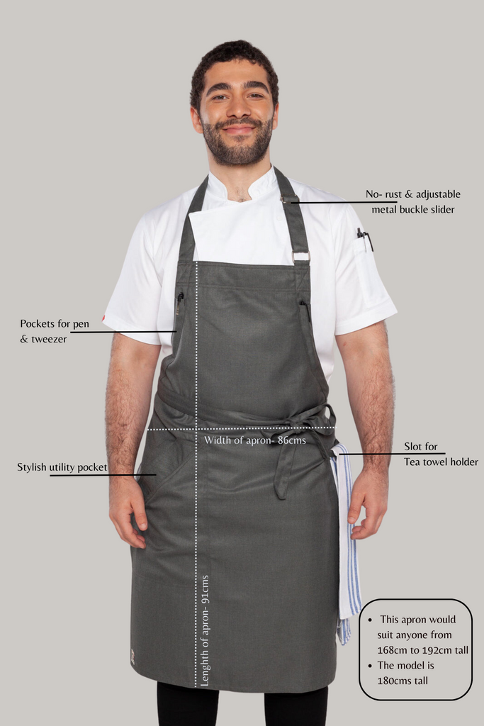 Niche Worstead Grey chef apron one size - Ace Chef Apparels