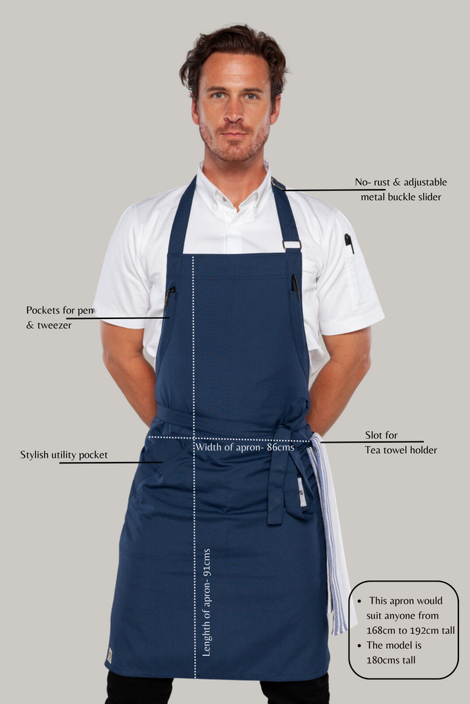 Niche Bluish Grey chef apron one size - Ace Chef Apparels