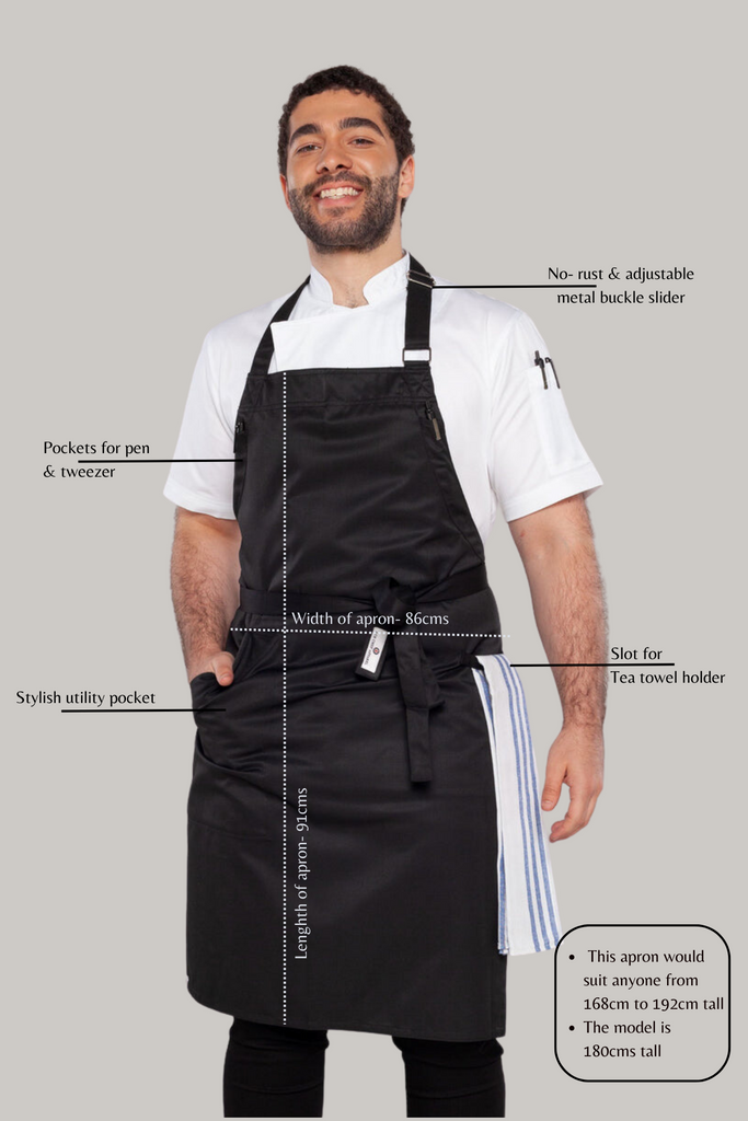 Niche Black Bib Chef Apron one size - Ace Chef Apparels