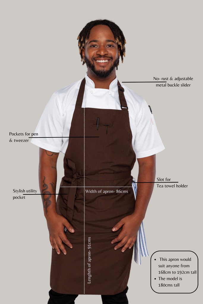 Niche Chocolate brown bib Chef Apron one size - Ace Chef Apparels