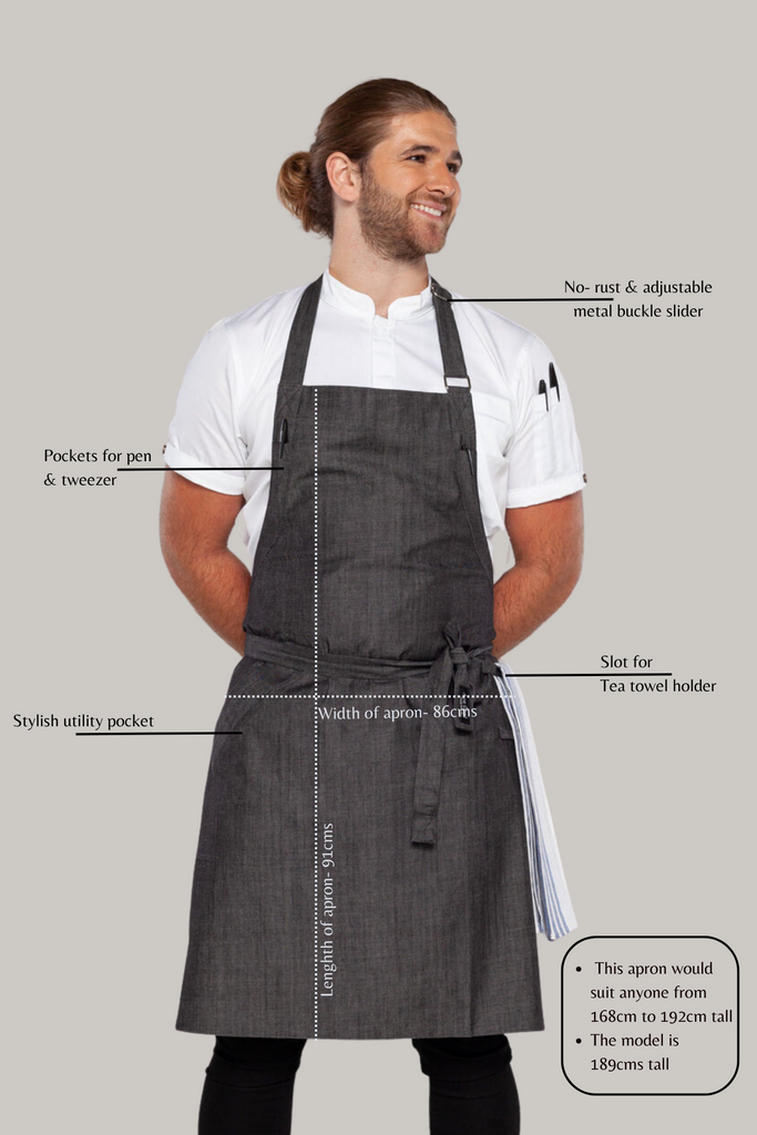 Niche Denim Chef Apron Charcoal Grey one size - Ace Chef Apparels