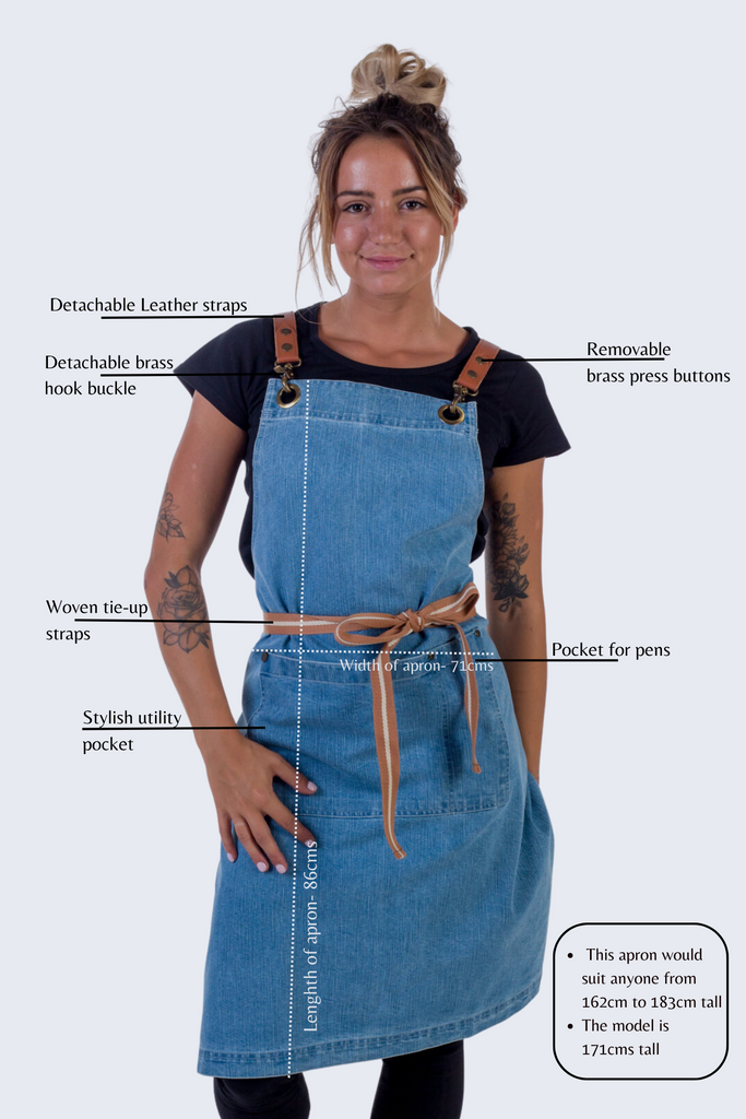 Light Blue Denim apron Natural - Ace Chef Apparels