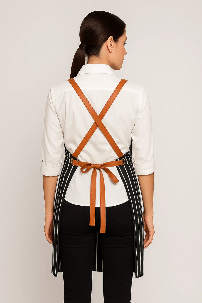 Bondi Black White Stripes/Tan PU - Ace Chef Apparels