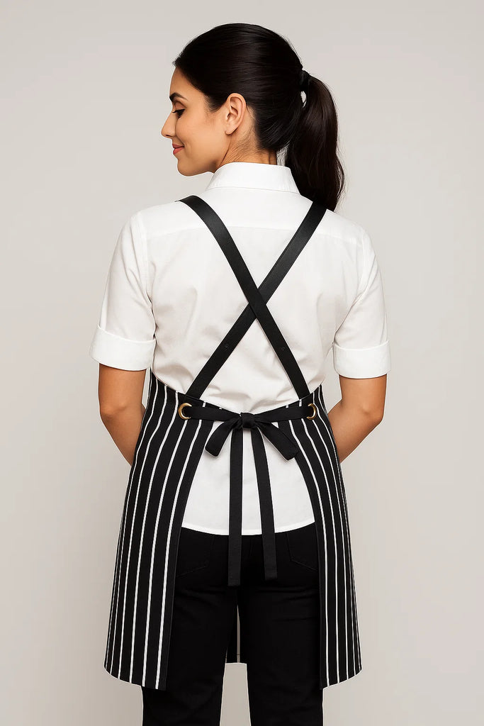 Bondi Black White Stripes/Black PU - Ace Chef Apparels