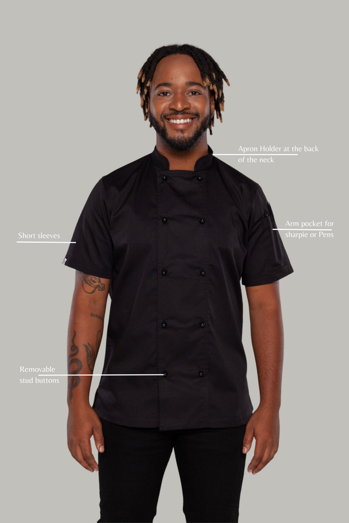 Generic Black Chef Jacket Short sleeves - Ace Chef Apparels