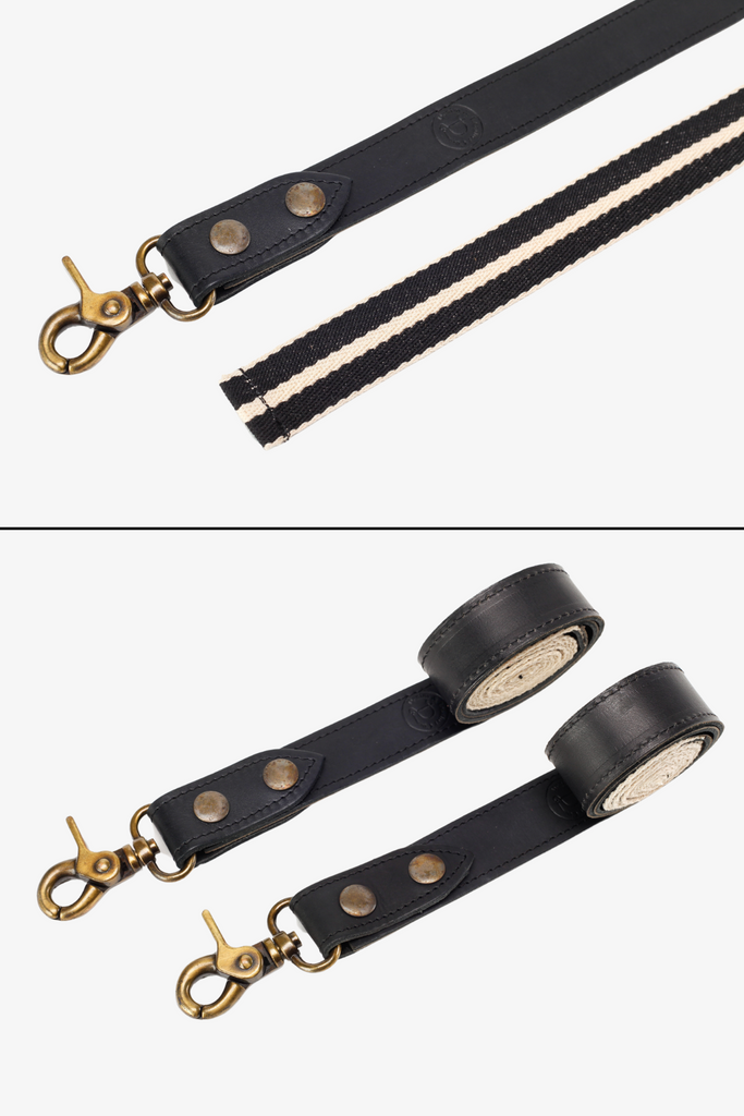 Interchangeable Black Leather with Black & White Strap - Ace Chef Apparels