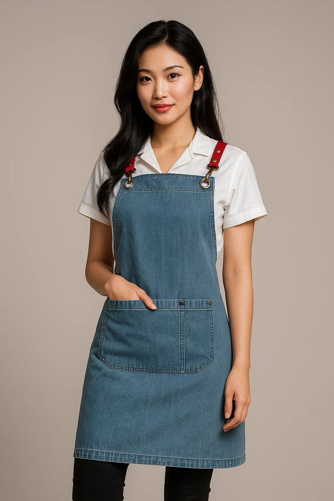 Bondi Denim stone / Red leather dual tone - Ace Chef Apparels