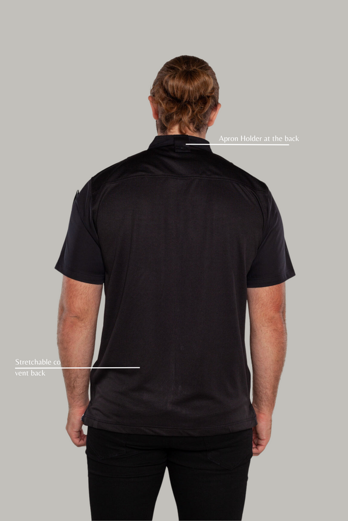 Bryan Chef Jacket Black with Grey Trim and Coolvent - Ace Chef Apparels
