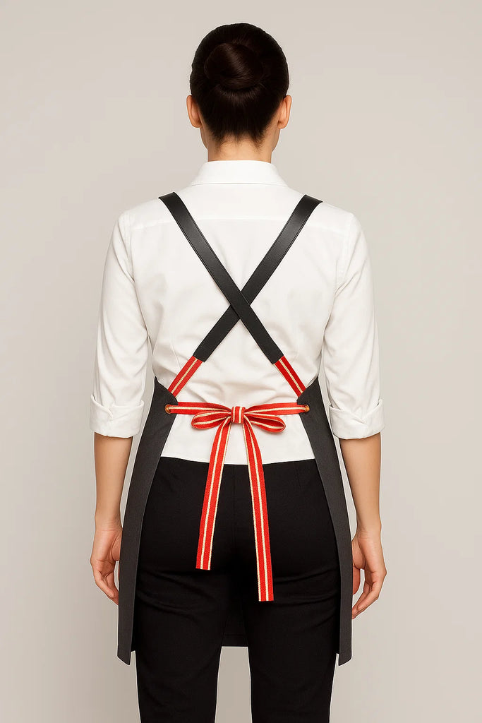 Bondi Charcoal grey / Black leather with red dual tone - Ace Chef Apparels