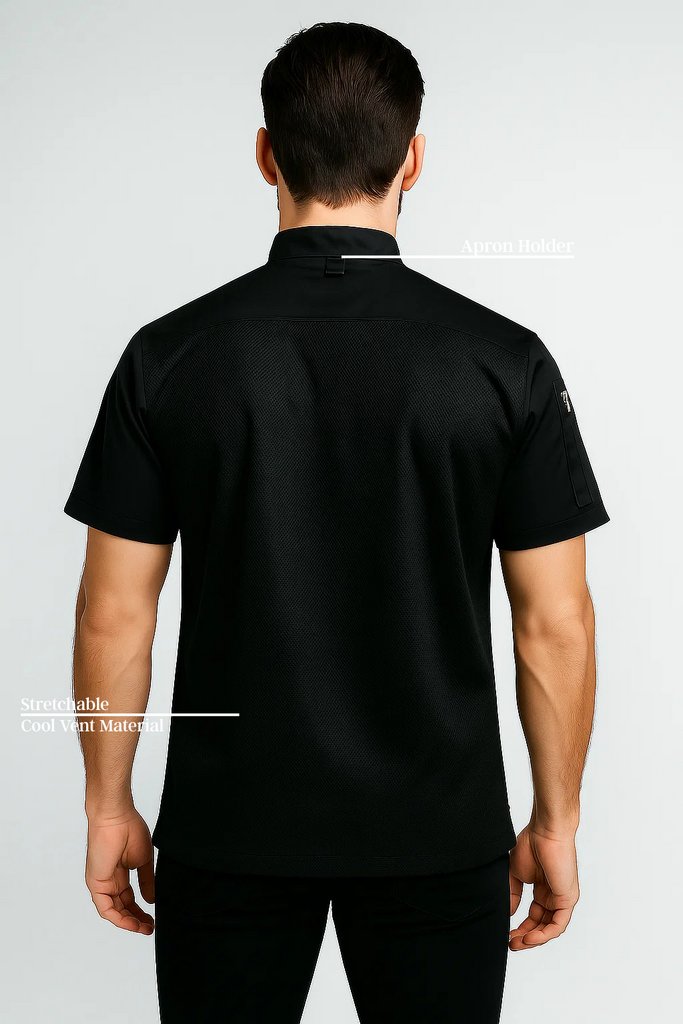 Flinders Black Chef jackets with Cool-vent - Ace Chef Apparels