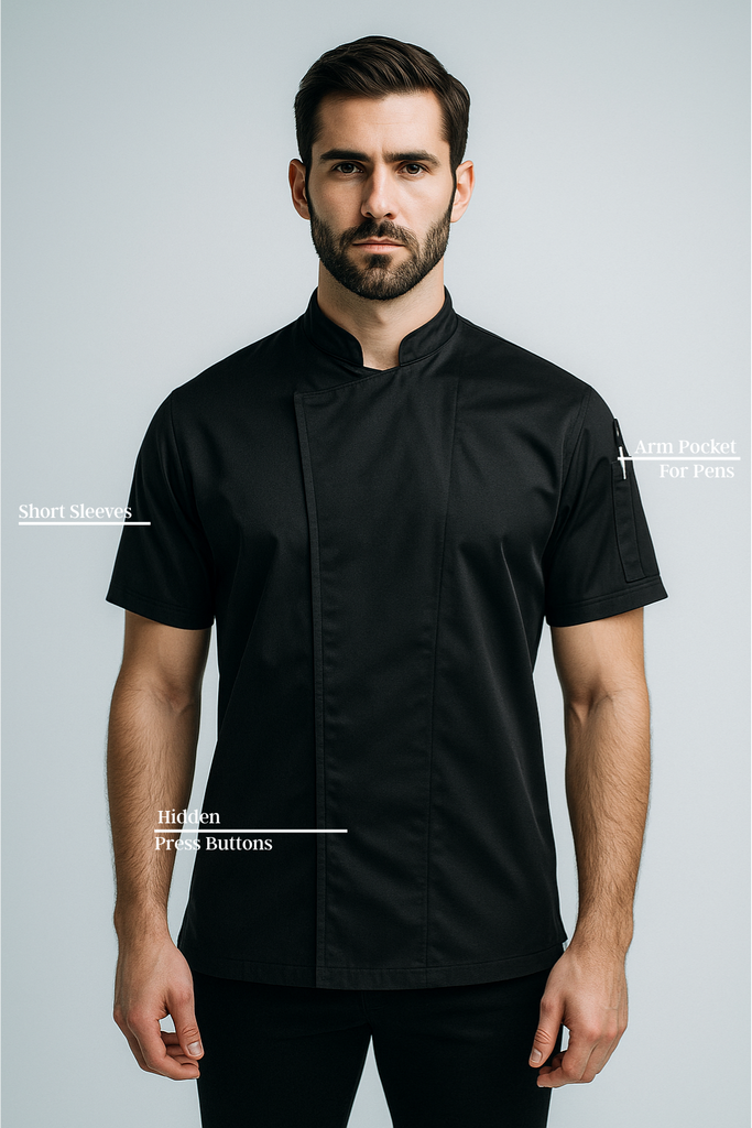 Flinders Black Chef jackets with Cool-vent - Ace Chef Apparels
