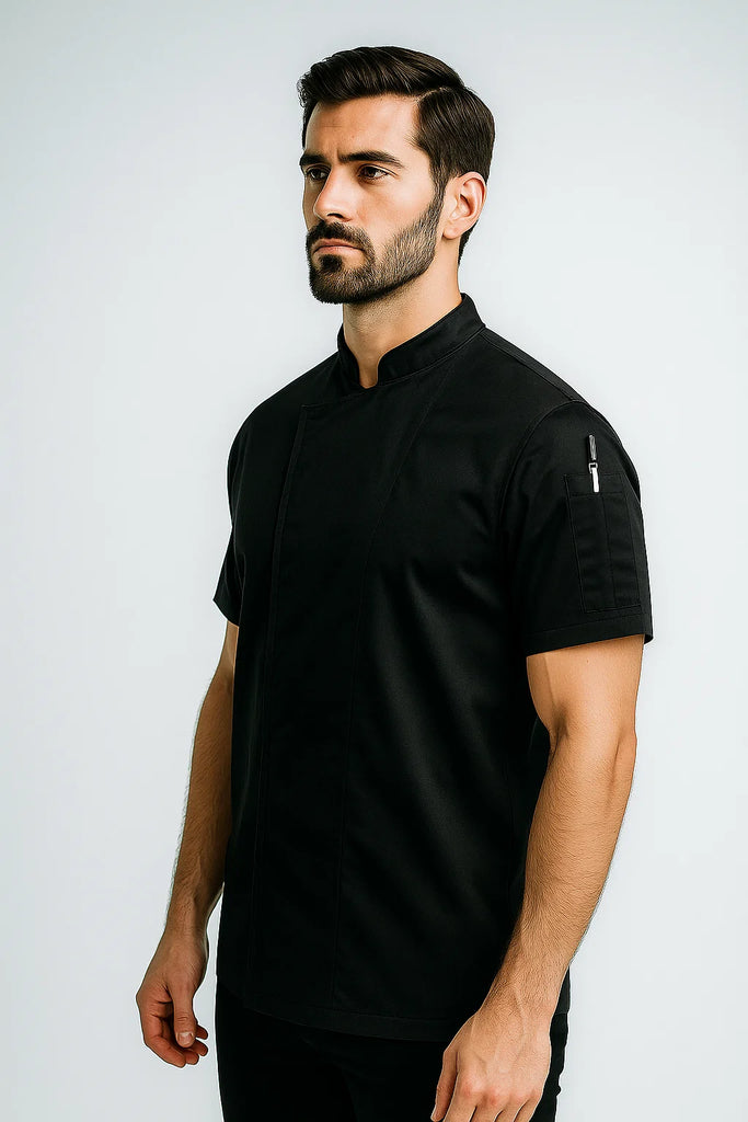 Flinders Black Chef jackets with Cool-vent - Ace Chef Apparels