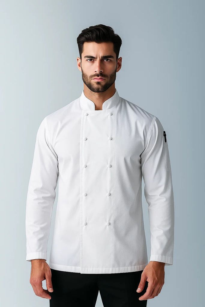 Generic White Chef jackets Long sleeve - Ace Chef Apparels