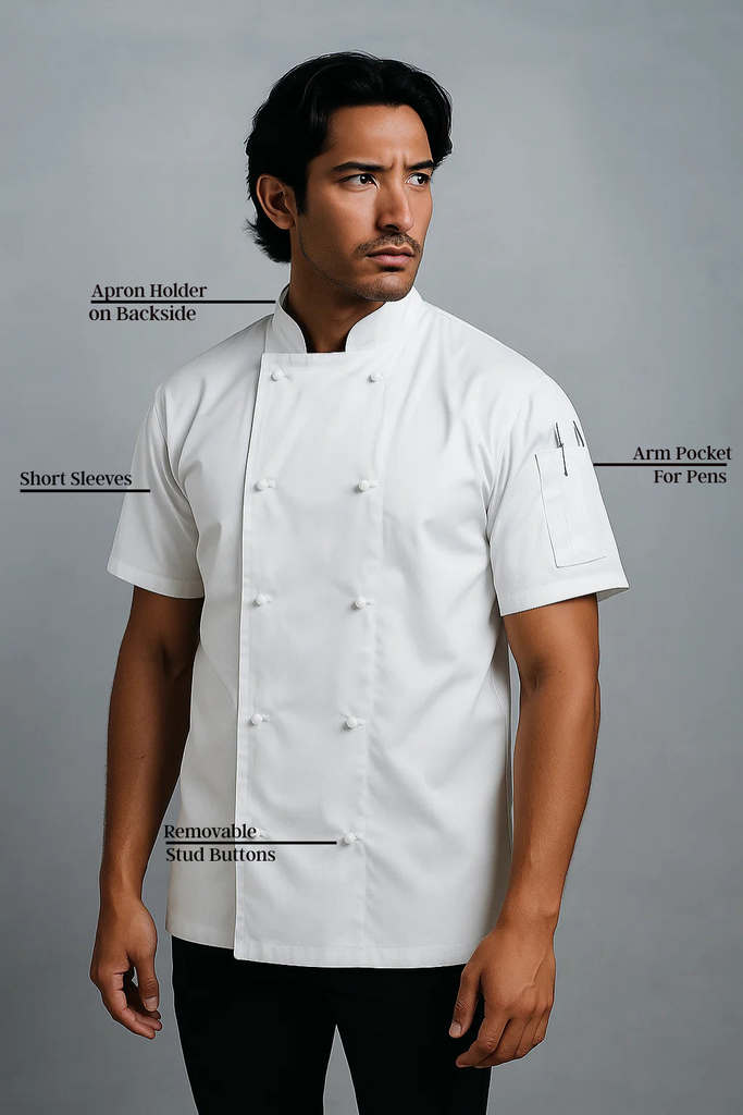 Generic White Chef Jacket Short sleeves - Ace Chef Apparels