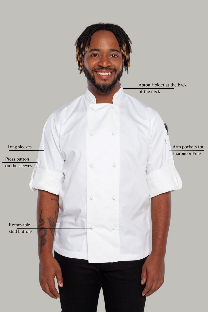 Generic White Chef jackets Long sleeve - Ace Chef Apparels