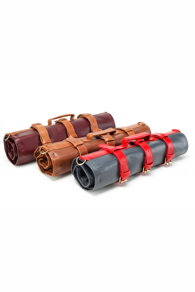 Leather Knife Roll- Brown and Tan - Ace Chef Apparels