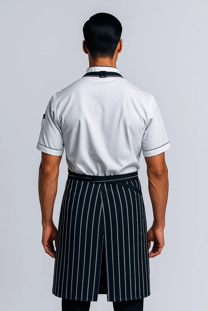 Locky Blue/white Stripes Bib apron medium size - Ace Chef Apparels
