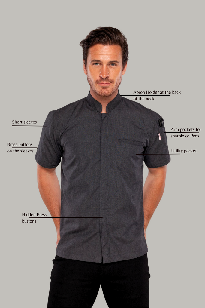 Raven Charcoal grey chef Jacket - Ace Chef Apparels