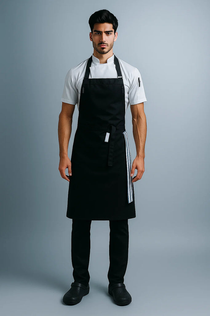 Ross Black bib Chef apron Large size - Ace Chef Apparels