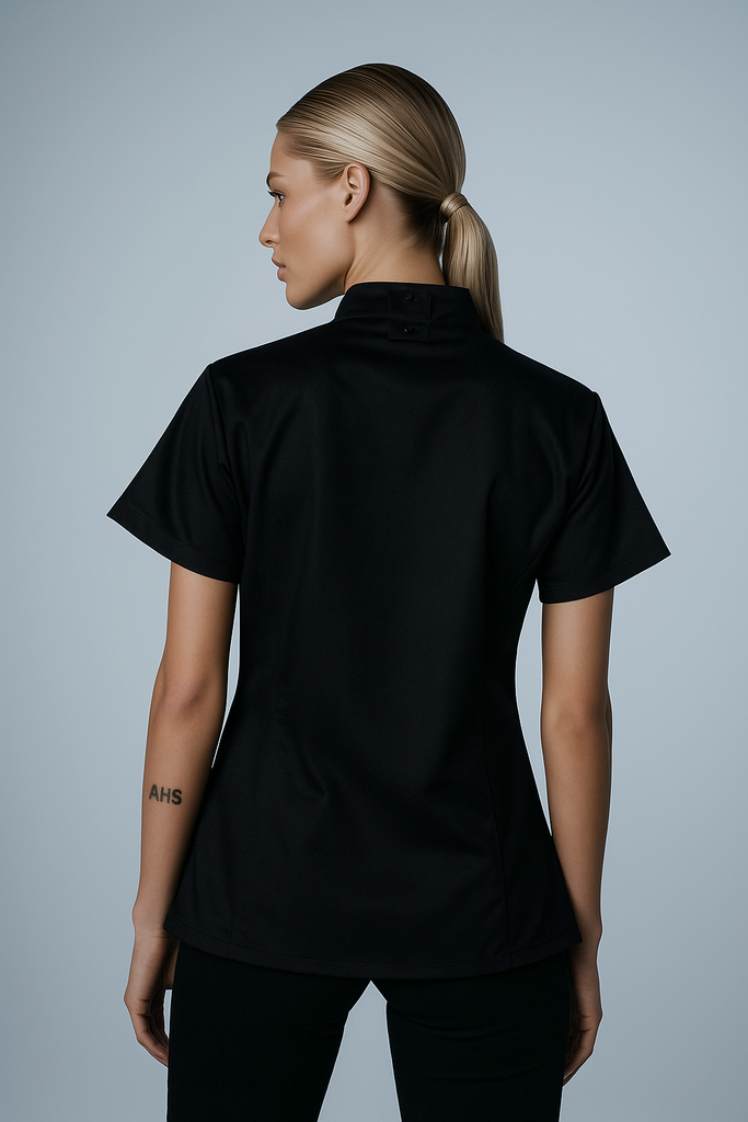 Sophia short sleeves Black women's chef jacket - Ace Chef Apparels
