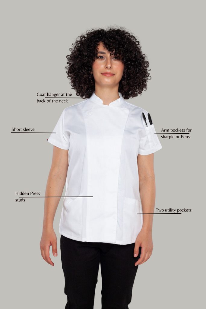 Sophia short sleeves white women's chef jacket - Ace Chef Apparels
