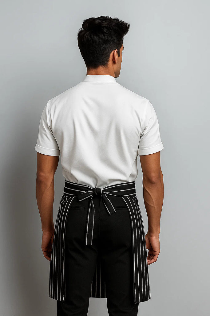 Waist Apron Black white stripes - Ace Chef Apparels