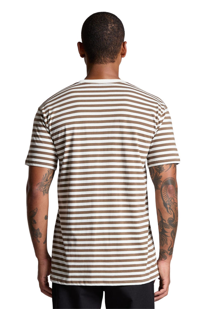 Men's staple stripe tee- Natural/Walnut - Ace Chef Apparels