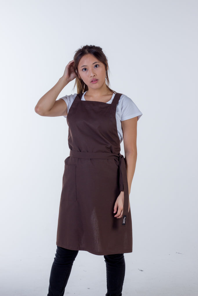 Orthodox Cross Over Apron Chocolate Brown