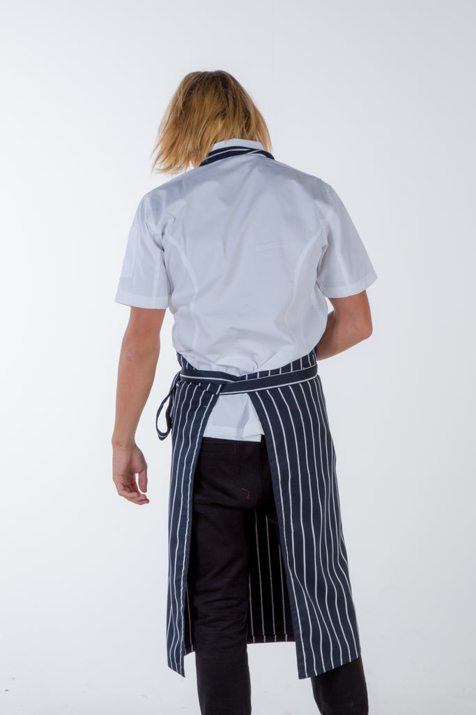 striped blue/white bib Chef Aprons Large size no pocket
